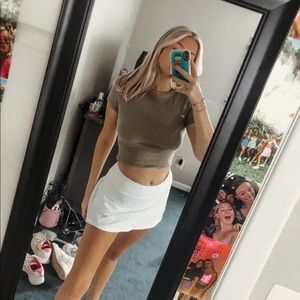 urban outfitters army green short sleeve crop top